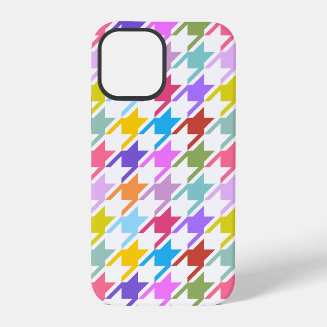 Houndstooth Multicolor+White Big Pattern Iphone Case (Back)