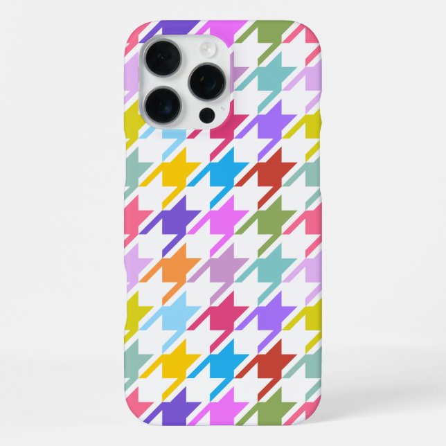 Houndstooth Multicolor+White Big Pattern iPhone Case (Back)