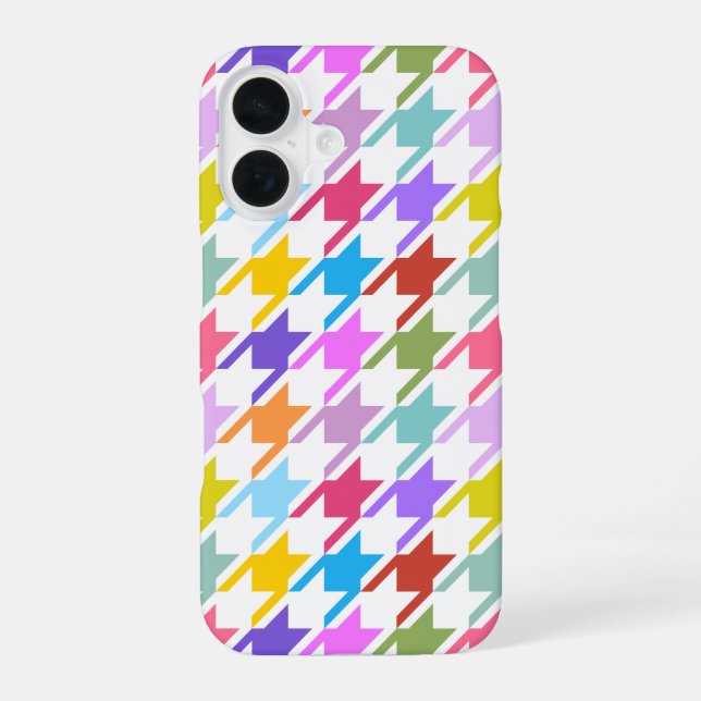 Houndstooth Multicolor+White Big Pattern iPhone Case (Back)