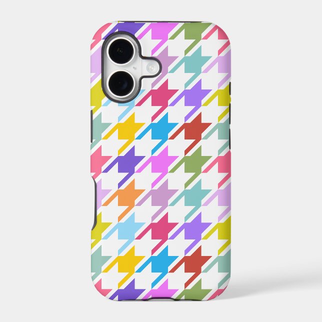 Houndstooth Multicolor+White Big Pattern Iphone Case (Back)