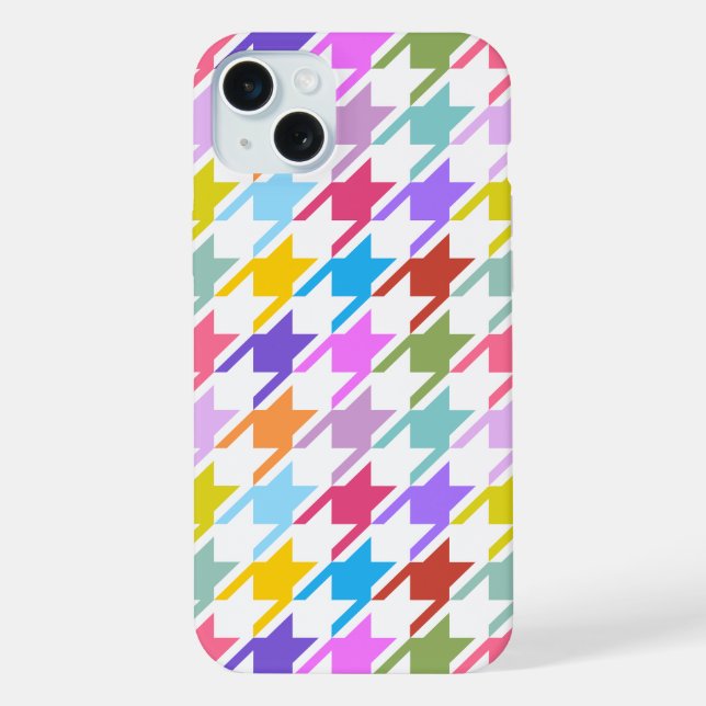 Houndstooth Multicolor+White Big Pattern iPhone Case (Back)