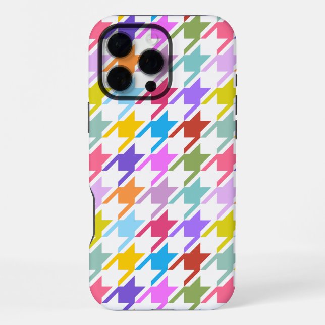 Houndstooth Multicolor+White Big Pattern Iphone Case (Back)
