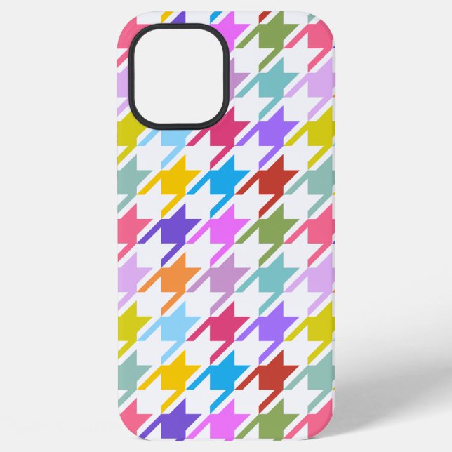 Houndstooth Multicolor+White Big Pattern Iphone Case (Back)
