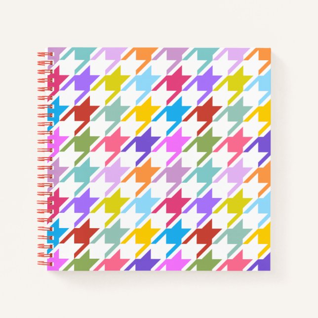 Houndstooth Multicolor+White Big Pattern Notebook (Front)