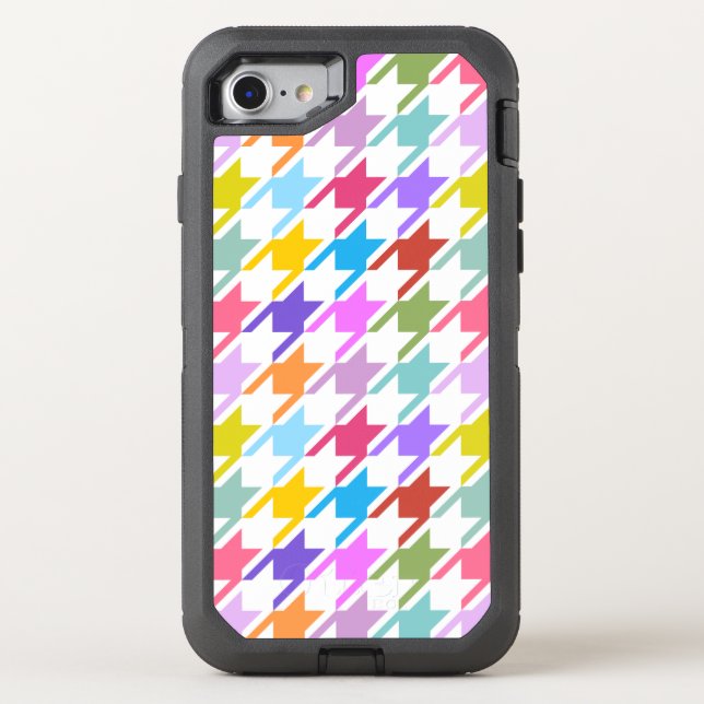 Houndstooth Multicolor+White Big Pattern Otterbox iPhone Case (Back)