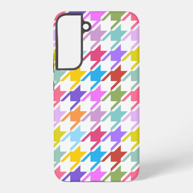 Houndstooth Multicolor+White Big Pattern Samsung Galaxy Case (Back)