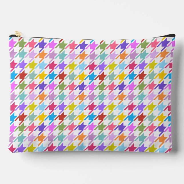 Houndstooth Multicolor+White Pattern Accessory Pouch (Front)