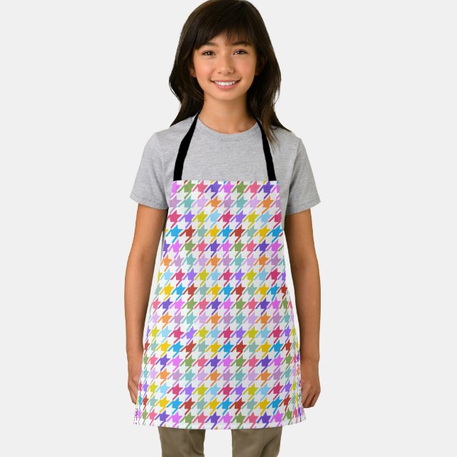 Houndstooth Multicolor+White Pattern Apron (Insitu)