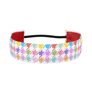 Houndstooth Multicolor+White Pattern Athletic Headband