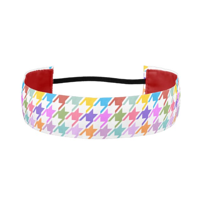 Houndstooth Multicolor+White Pattern Athletic Headband (Front)