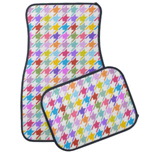Houndstooth Multicolor+White Pattern Car Floor Mat