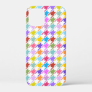 Houndstooth Multicolor+White Pattern iPhone 12 Mini Case