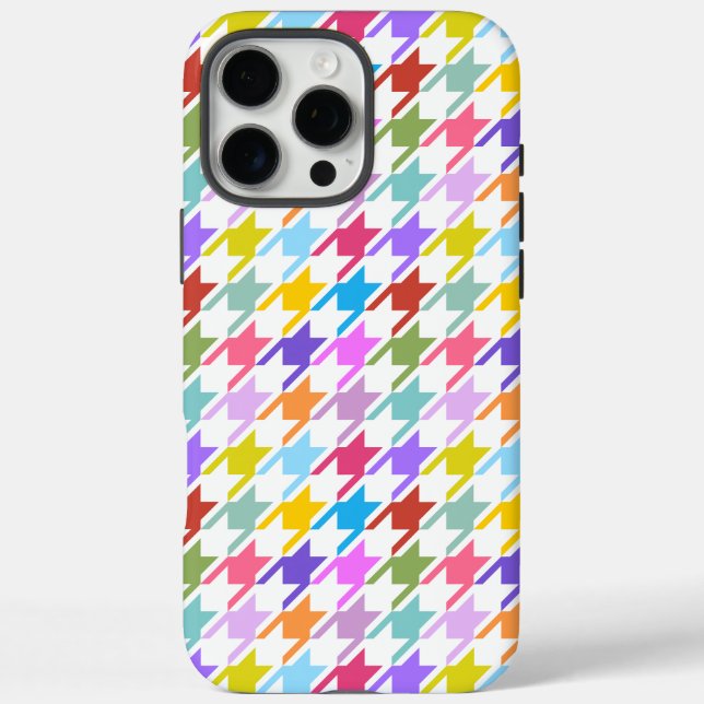 Houndstooth Multicolor+White Pattern Case-Mate iPhone Case (Back)