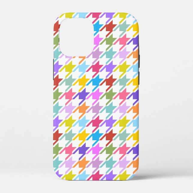Houndstooth Multicolor+White Pattern Case-Mate iPhone Case (Back)