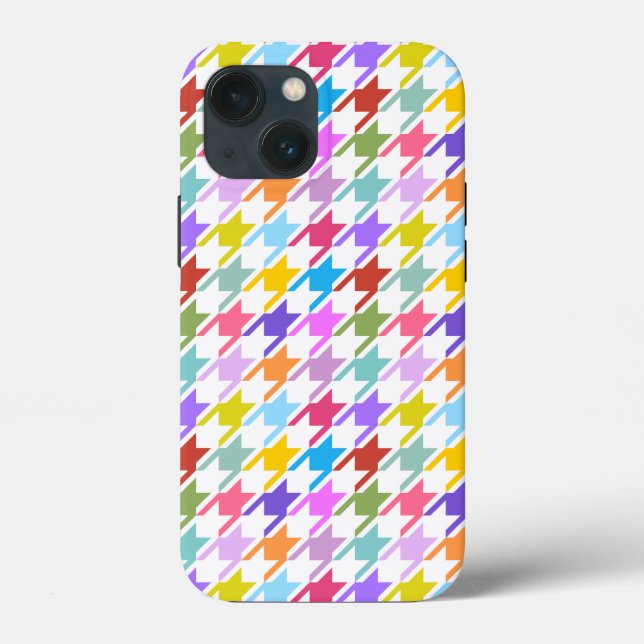 Houndstooth Multicolor+White Pattern Case-Mate iPhone Case (Back)