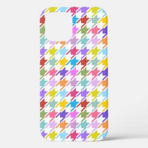 Houndstooth Multicolor+White Pattern iPhone 12 Case