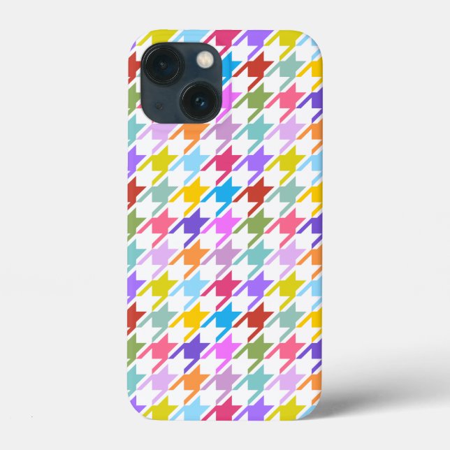 Houndstooth Multicolor+White Pattern Case-Mate iPhone Case (Back)