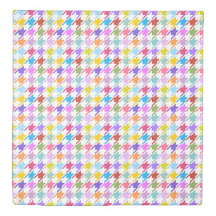 Houndstooth Multicolor+White Pattern Duvet Cover