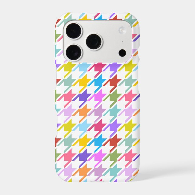 Houndstooth Multicolor+White Pattern Iphone Case (Back)