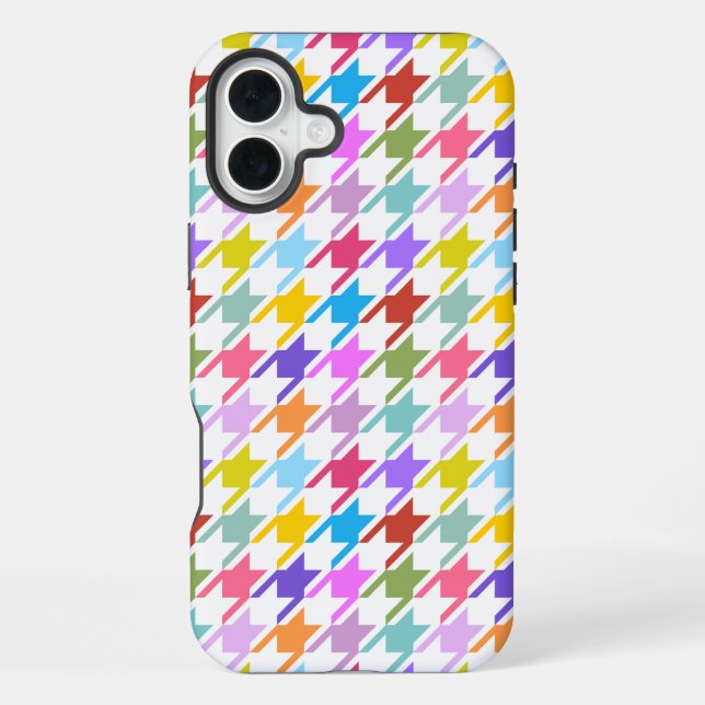 Houndstooth Multicolor+White Pattern iPhone Case (Back)
