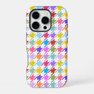 Houndstooth Multicolor+White Pattern iPhone 16 Pro Case