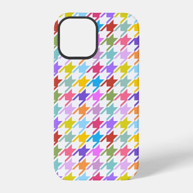 Houndstooth Multicolor+White Pattern iPhone Case (Back)