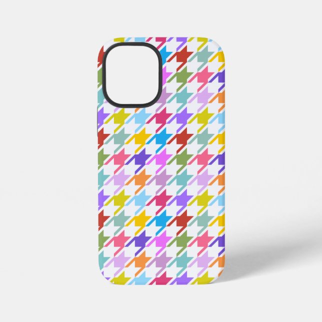 Houndstooth Multicolor+White Pattern iPhone Case (Back)