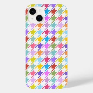 Houndstooth Multicolor+White Pattern iPhone 14 Plus Case