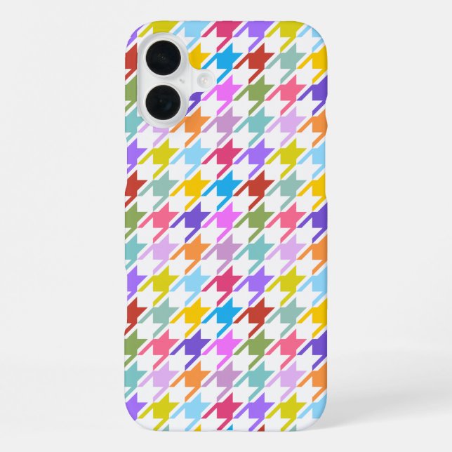 Houndstooth Multicolor+White Pattern Iphone Case (Back)