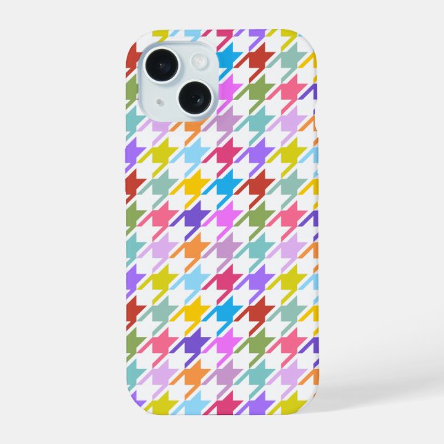 Houndstooth Multicolor+White Pattern Iphone Case (Back)