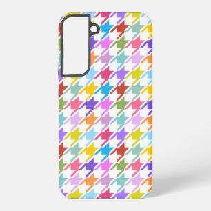 Houndstooth Multicolor+White Pattern Samsung Galaxy S22+ Case