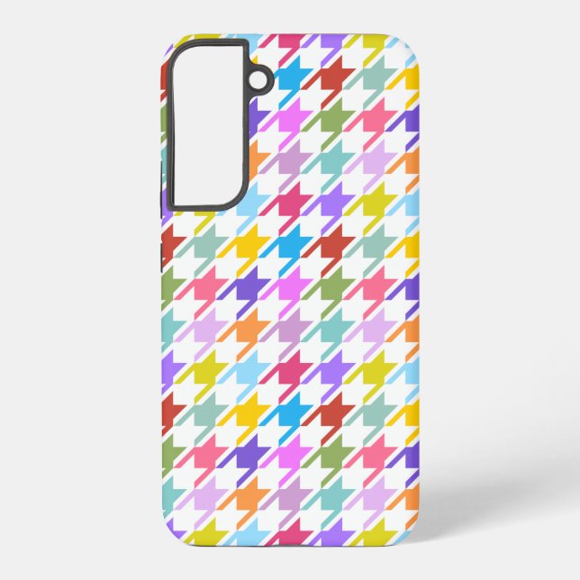 Houndstooth Multicolor+White Pattern Samsung Galaxy Case (Back)