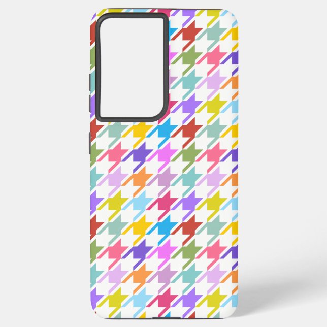 Houndstooth Multicolor+White Pattern Samsung Galaxy Case (Back)