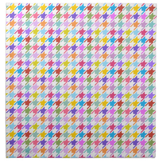 Houndstooth Multicolor+White Rpt Pattern Cloth Napkin (Front)