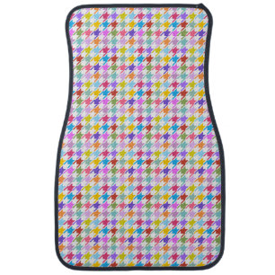 Houndstooth Multicolor+White Sml Pattern Car Floor Mat
