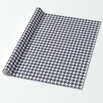 Houndstooth Navy Blue Wrapping Paper by Richard__Stone at Zazzle