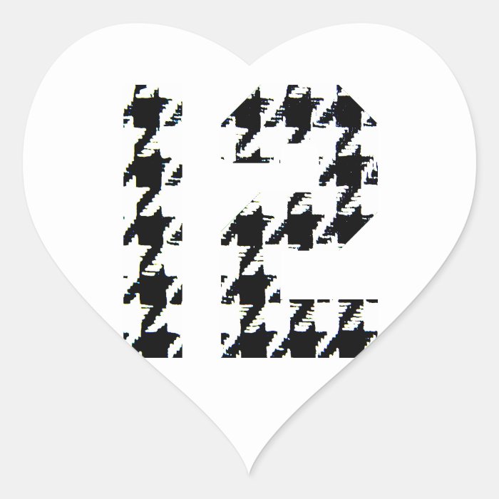 Houndstooth Number Twelve Heart Sticker