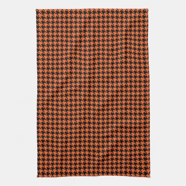 Houndstooth Orange and Black Towel (Vertical)