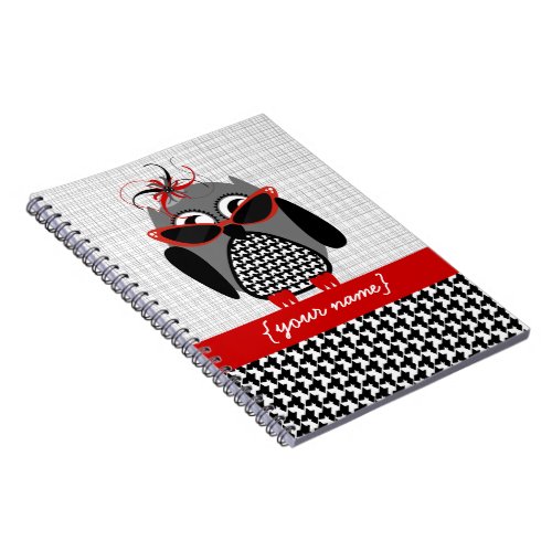 Houndstooth Owl Personalized Notebook