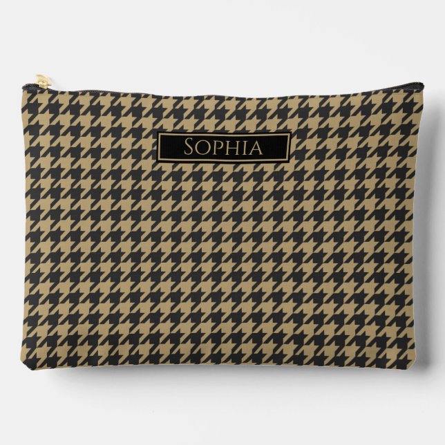 Houndstooth Pale Taupe- Accessory Pouch (Front)