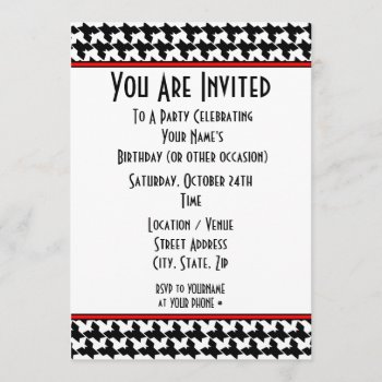 Houndstooth Party Invitation by thepinkschoolhouse at Zazzle