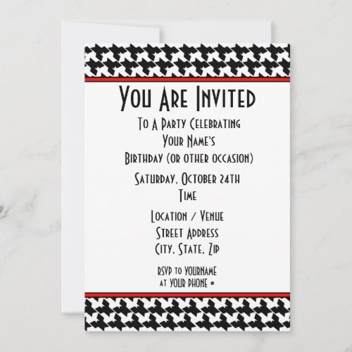 Houndstooth Party Invitation