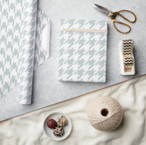 Houndstooth pastel green and white wrapping paper