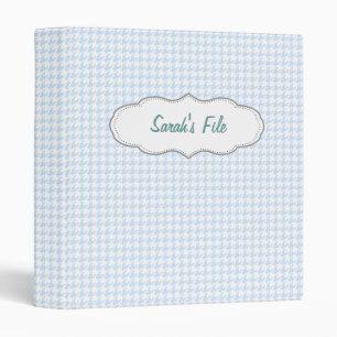 Houndstooth pattern - baby blue 3 ring binder