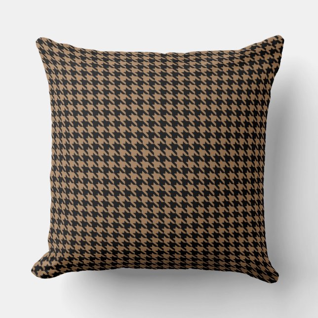houndstooth pattern black and gold throw pillow (Front)