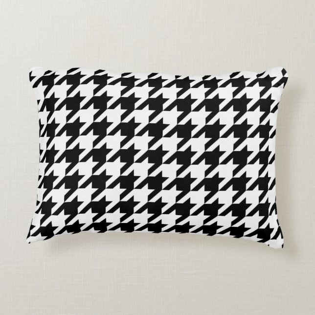 Houndstooth Pattern Black and White Accent Pillow (Back)