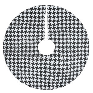 Houndstooth Pattern Black and White Brushed Polyester Tree Skirt