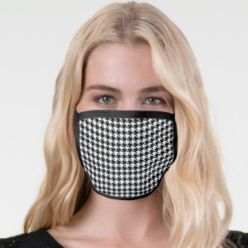 Houndstooth Pattern Black and White Men and Womens Face Mask