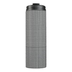 houndstooth pattern black and white thermal tumbler