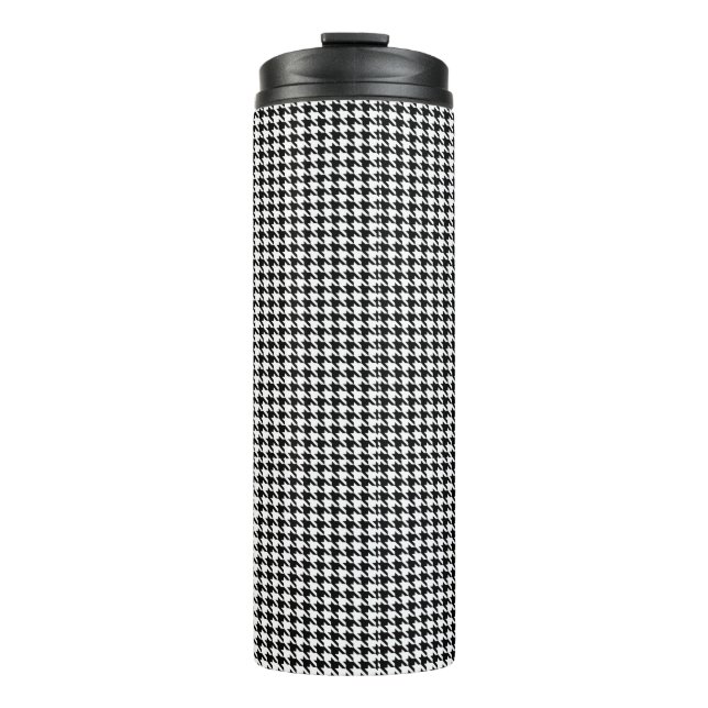 houndstooth pattern black and white thermal tumbler (Front)
